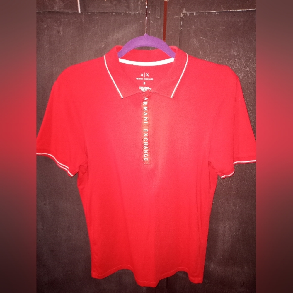 Armani Exchange polo size small color red and white like new condition